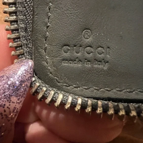 Gucci Dark Gray Leather Zip Wallet - Picture 6 of 12